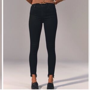 Abercrombie & Fitch High Rise Raw Hem Black Skinny Jeans